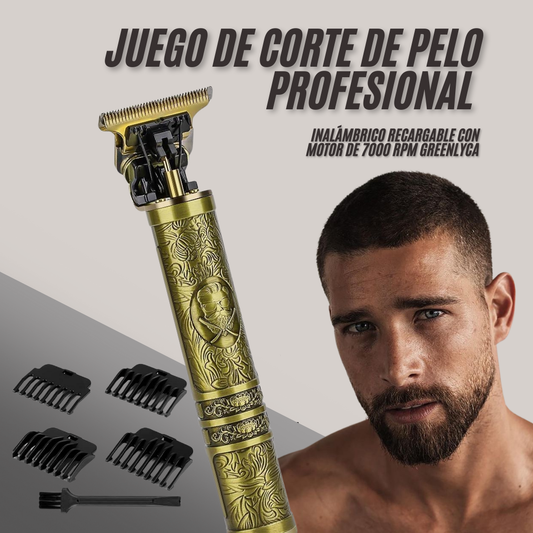 Juego de Corte de Pelo Profesional Inalámbrico Recargable con Motor de 7000 RPM GreenLyca